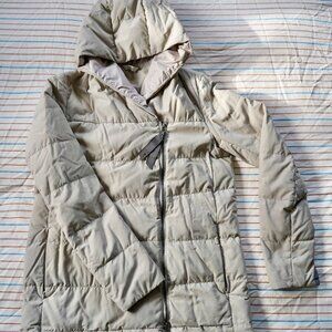Lululemon Long Puffer Coat w/ Hood – Size 8 – Light Beige